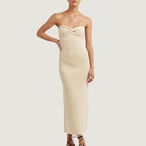 Twist Front Knit Bodycon Maxi Tube Dress